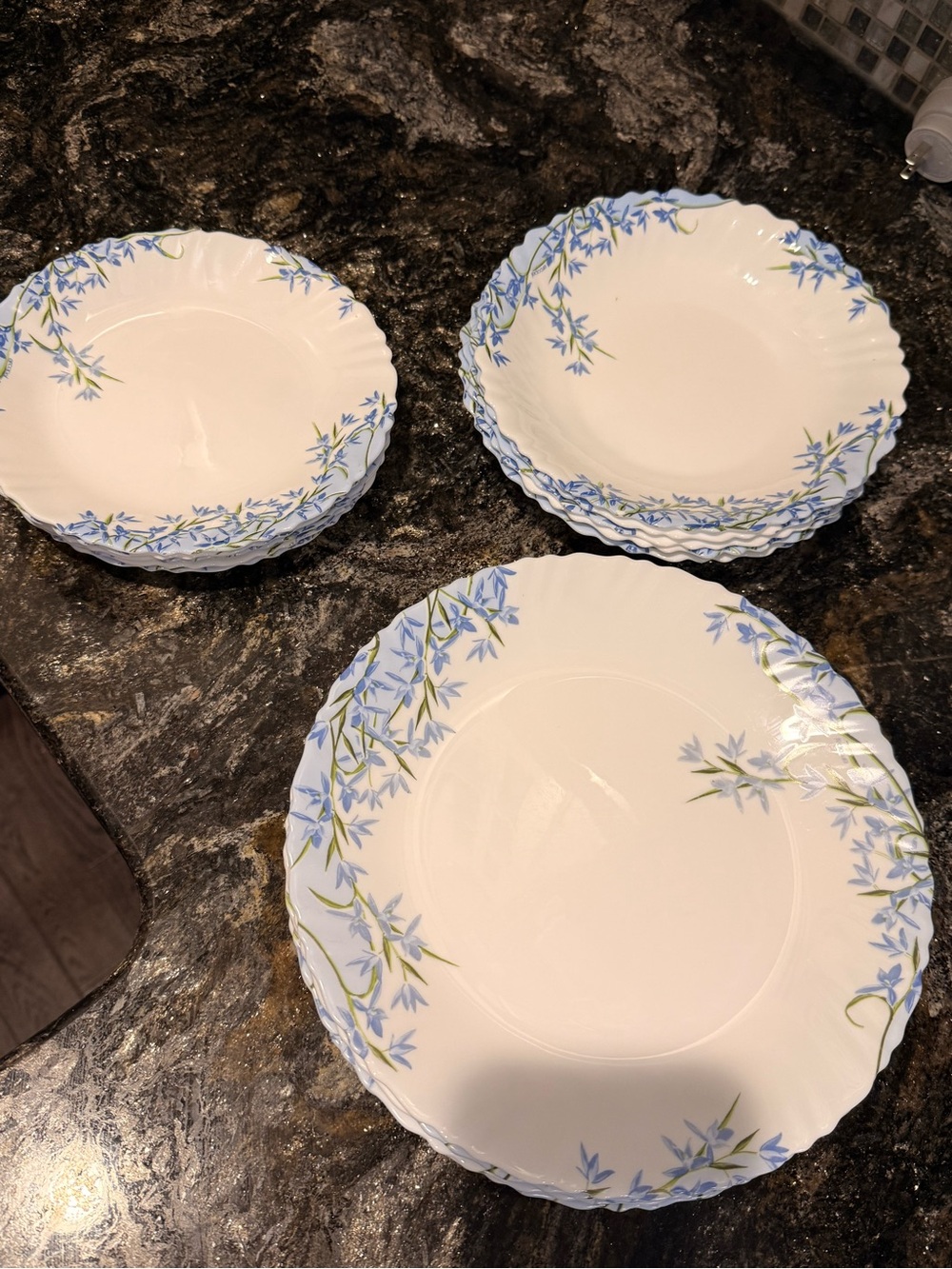 Luminarc Elise Vintage Blue Floral Dinnerware Set – 16 Pieces